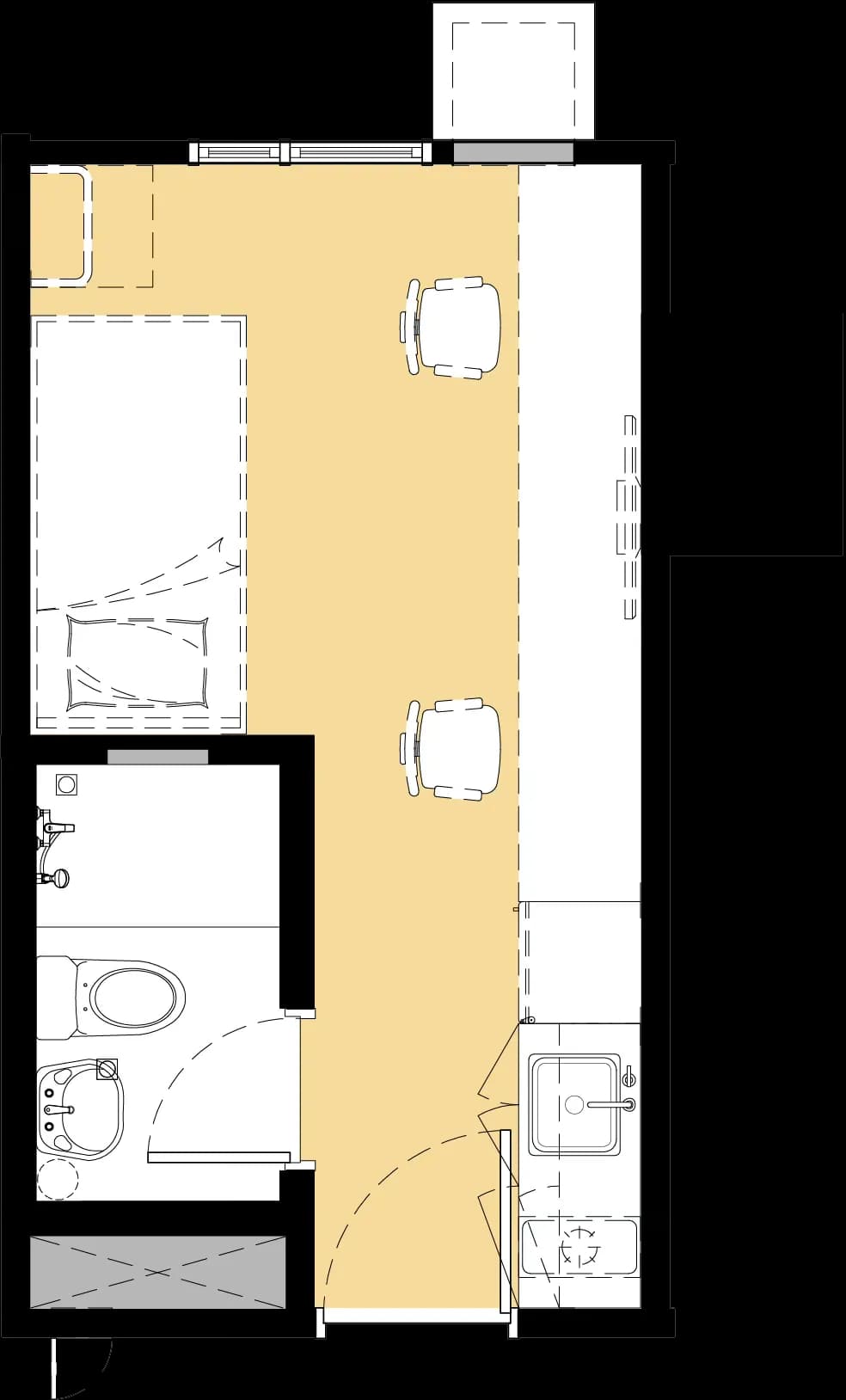 Studio A unit floor plan at Quinta Torre Lorenzo