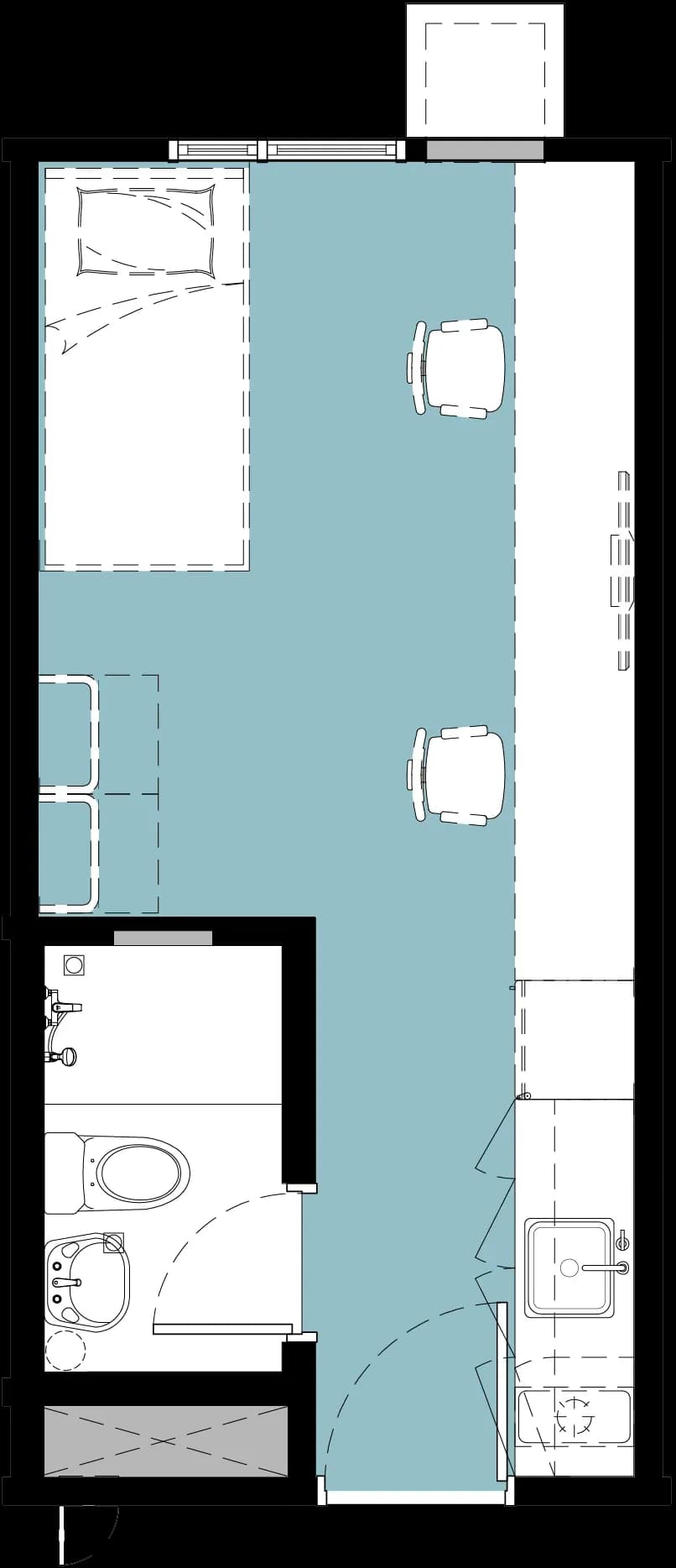 Studio B unit floor plan at Quinta Torre Lorenzo