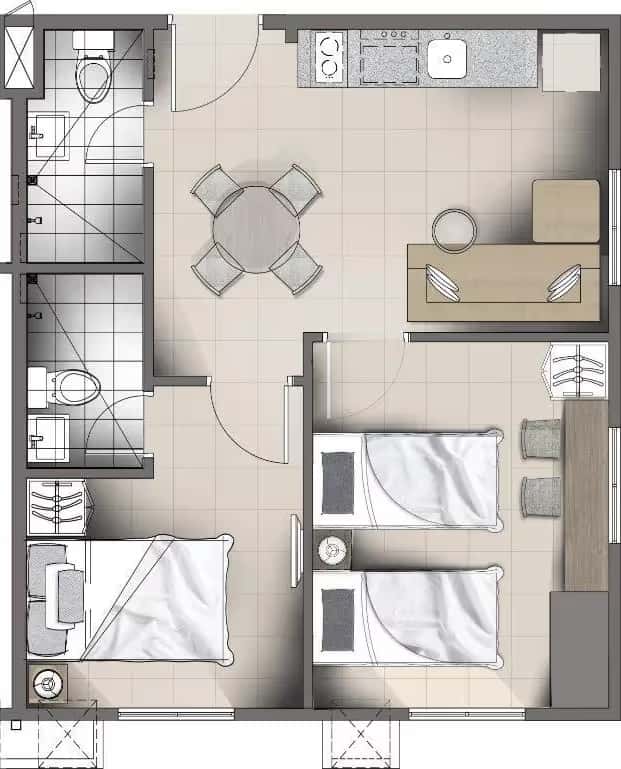 1 Bedroom 37.5 unit floor plan at The Residences Torre Lorenzo Malate