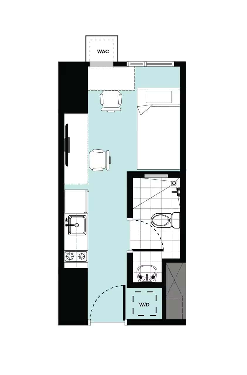 Studio d unit floor plan at Vertica Torre Lorenzo