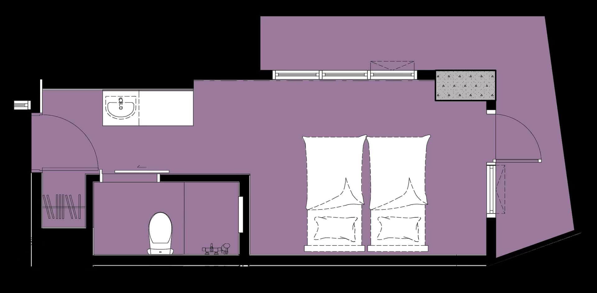 Studio d unit floor plan at Crest Suites at Tierra Davao