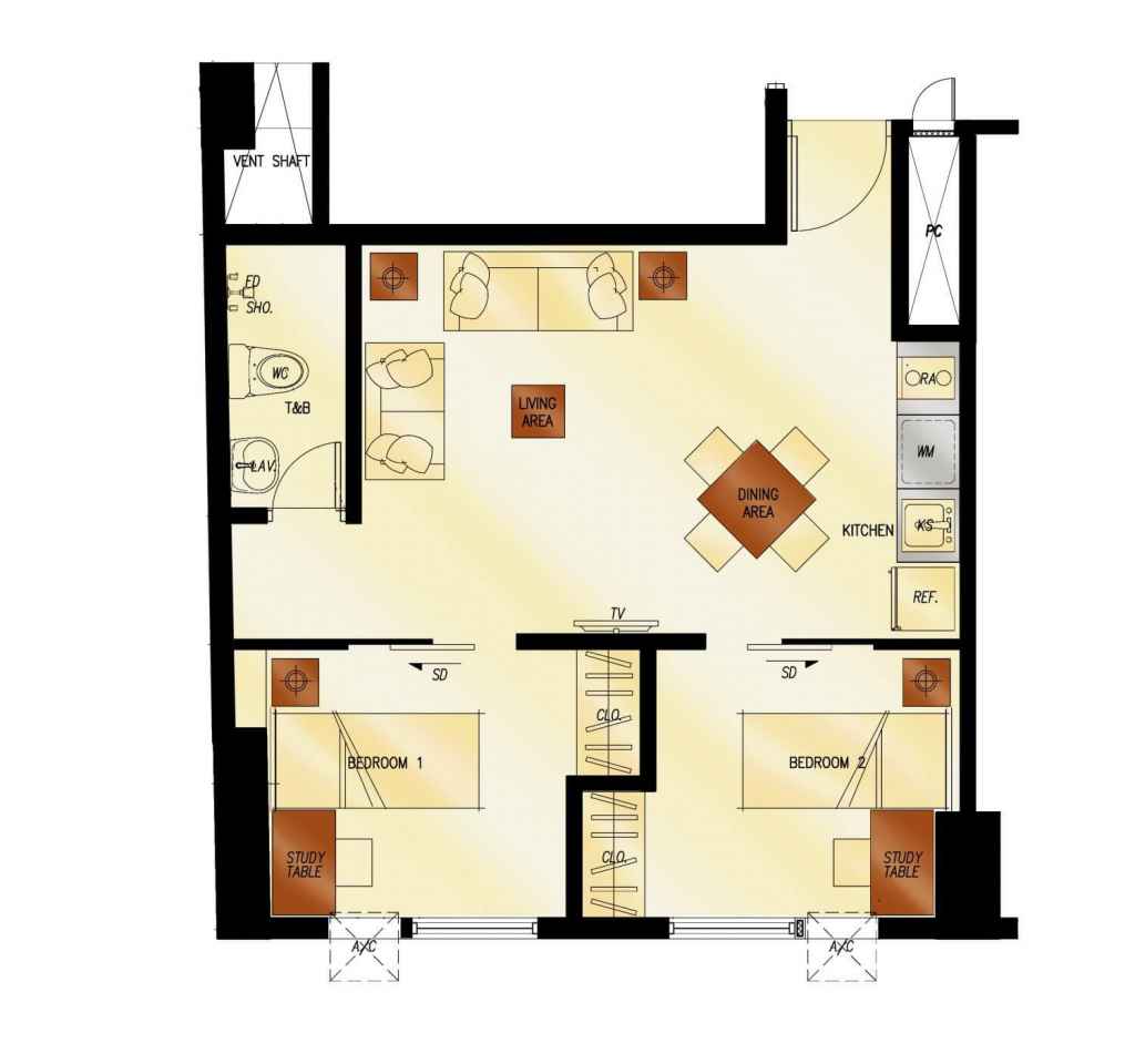 photo of 2Torre Lorenzo 2-Bedroom floor plan