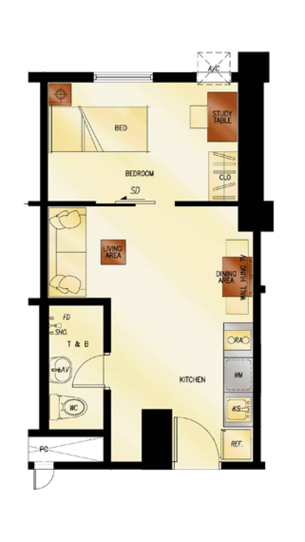 photo of 2Torre Lorenzo 1-Bedroom floor plan