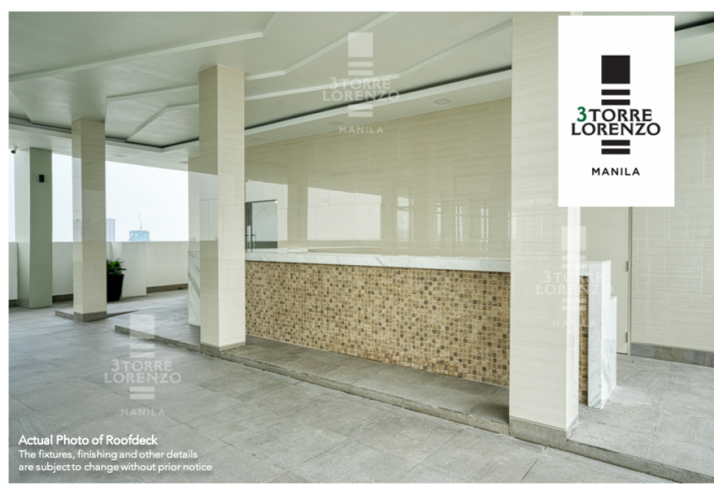 a tiled reception area in the 3Torre Lorenzo roofdeck