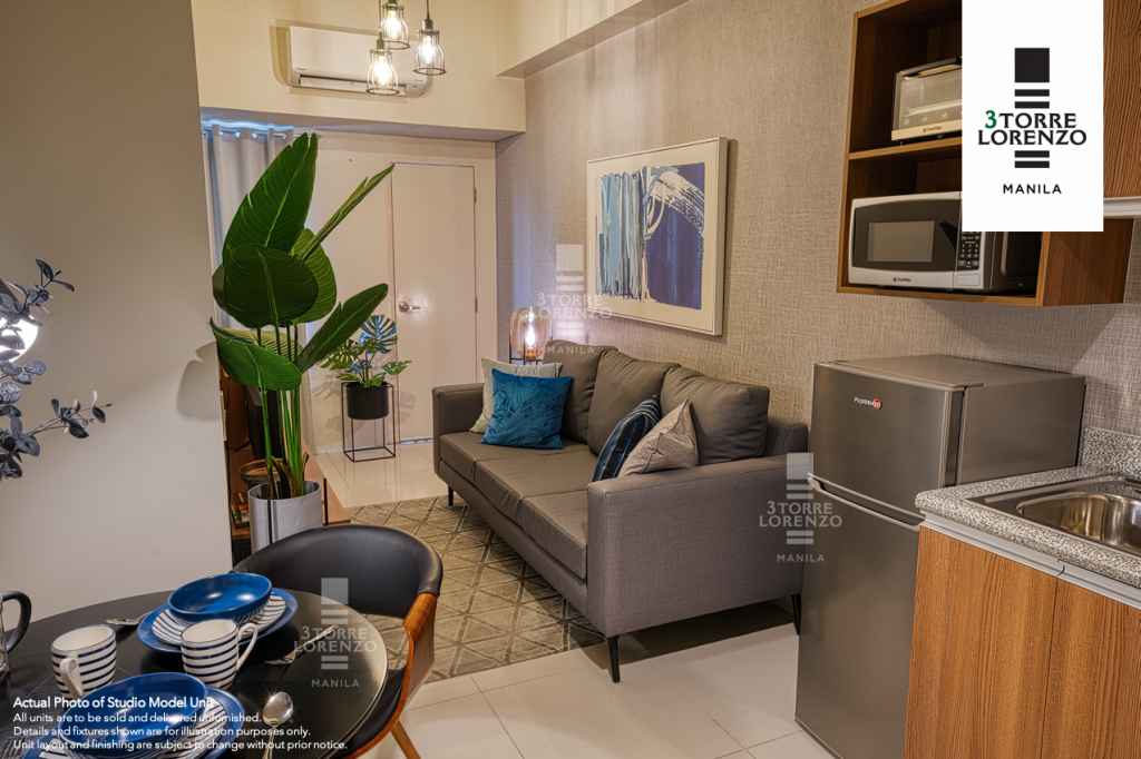 a fully furnished equipped with home appliances studio model unit at 3Torre Lorenzo