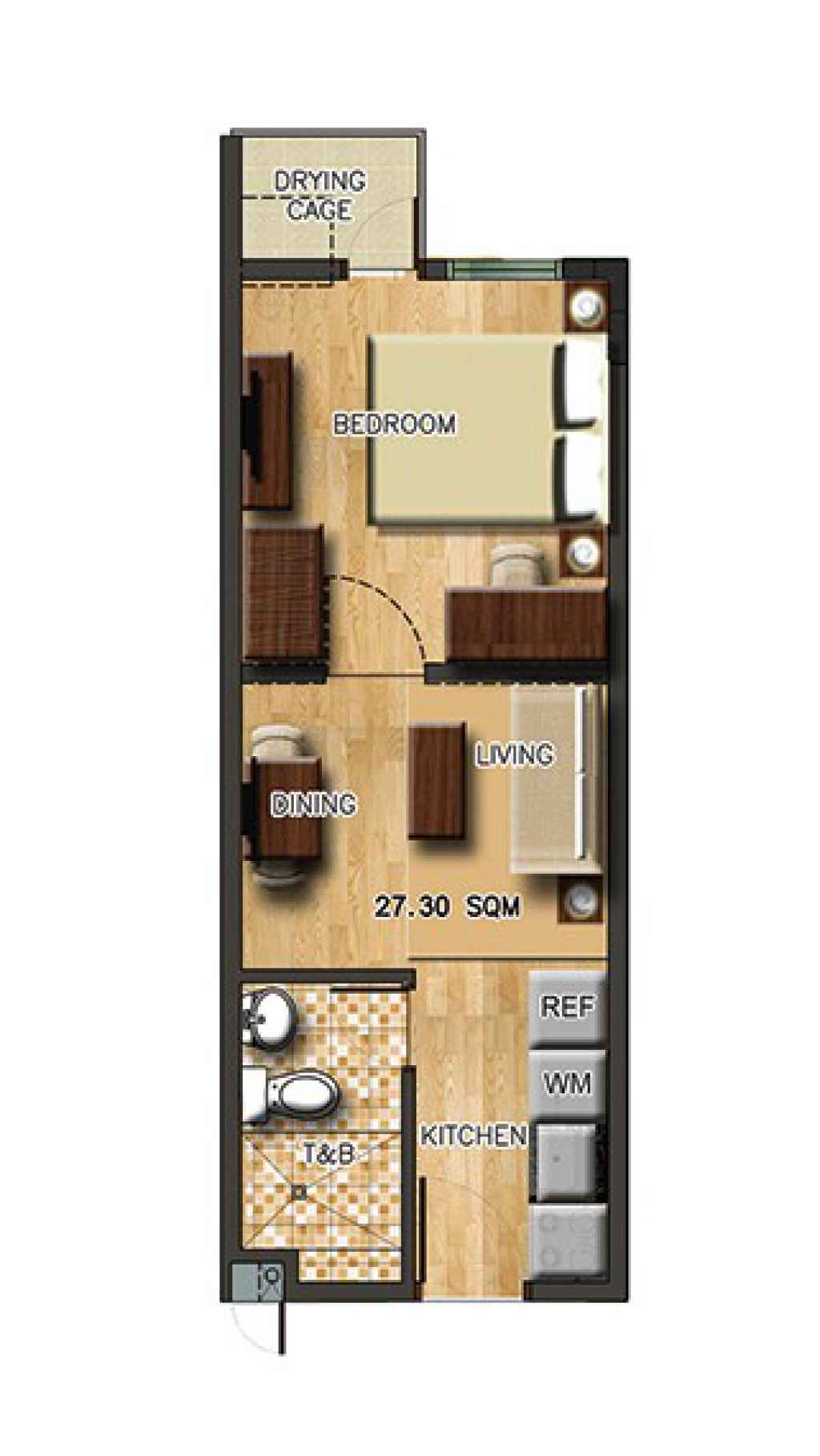 photo of Torre Lorenzo Sur 1-Bedroom floor layout